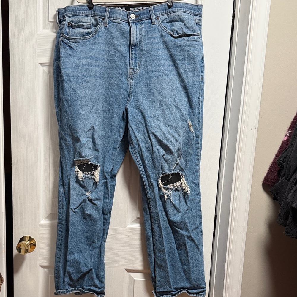 Torrid Blue High Rise Baggy Straight Leg Jeans